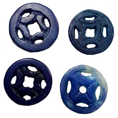 JADE SMALL PENDANT MONEY 26MM BLUE